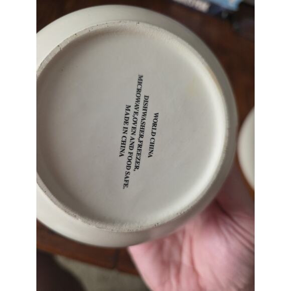 World China Fruit Nesting Bowls 2 Pc Stoneware Set Mixing Serving Vintage - Picture 5 of 6